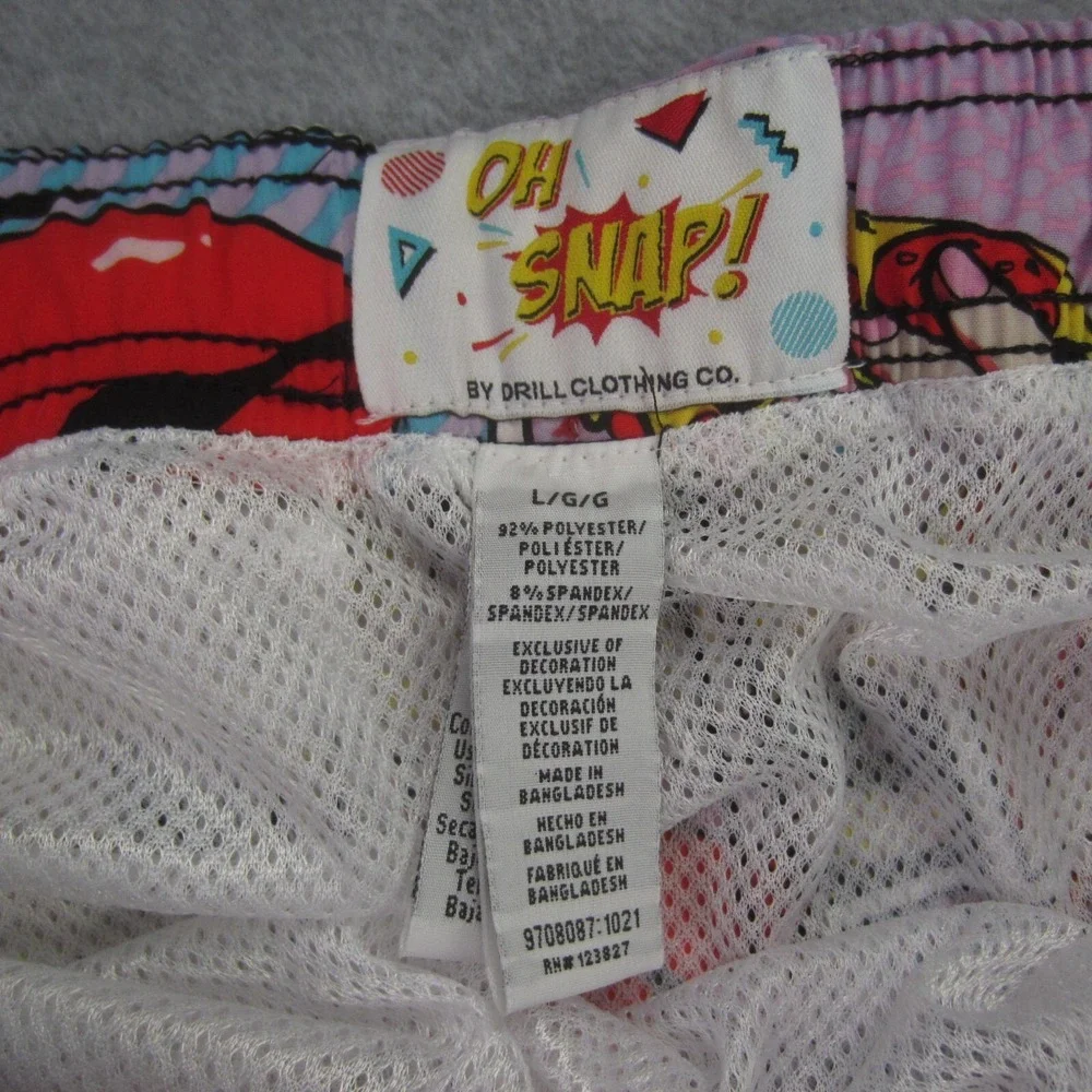 Drill Clothing Co Mens‎ Large Swim Shorts Oh Snap Comic Retro 80s
